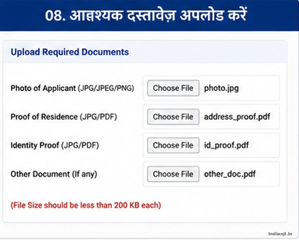आवश्यक Documents Upload करें — Bihar Residence Certificate Online Apply