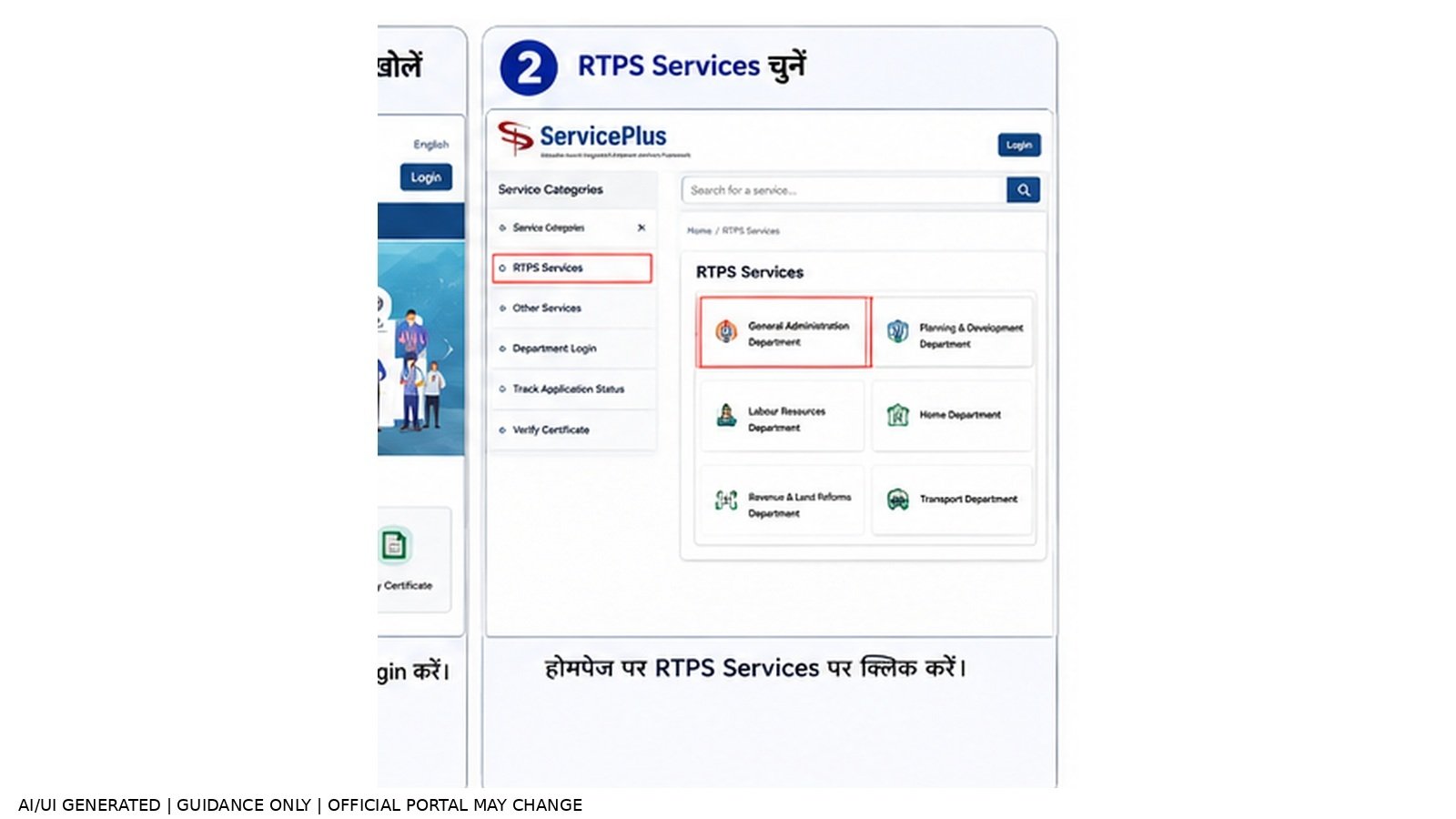 Step 2: RTPS Services चुनें — Bihar Income Certificate Online Apply