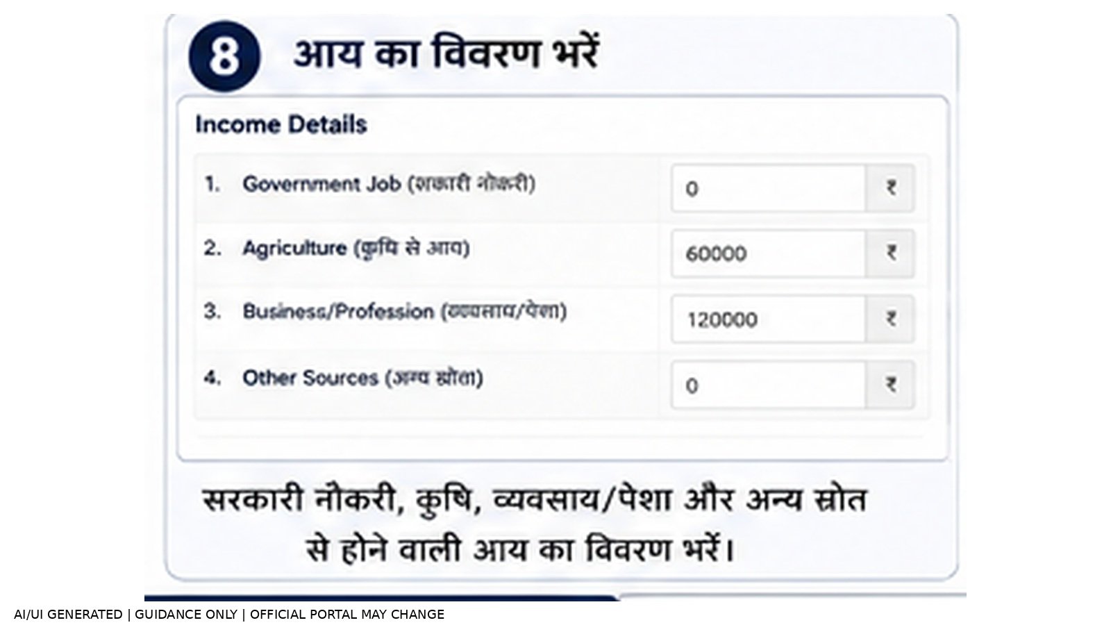 Step 8: Income Details भरें — Bihar Income Certificate Online Apply