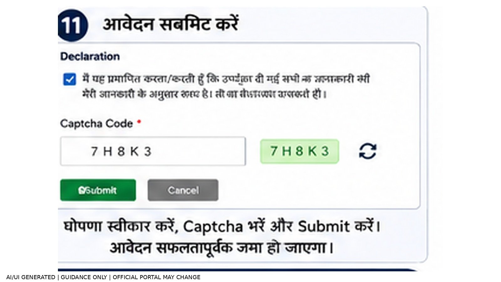 Step 11: Declaration, CAPTCHA और Submit — Bihar Income Certificate Online Apply